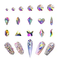 

Amazon Supply AB Crystal Rhinestones Set 1680 Plus 100 Pieces Round Multi Shape Rainbow Glass Rhinestone for Nails Decoration