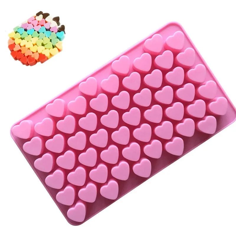 

55 Holes Mini Heart Shaped Silicone Mold For Chocolate Cake Jelly Pudding Handmade Soap Mould Candy Making Mold