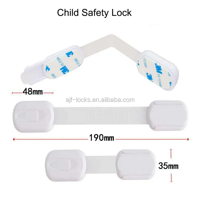 AJF Child Safety Baby Proof Adjustable Strap Fridge Cabinets Drawers Locks