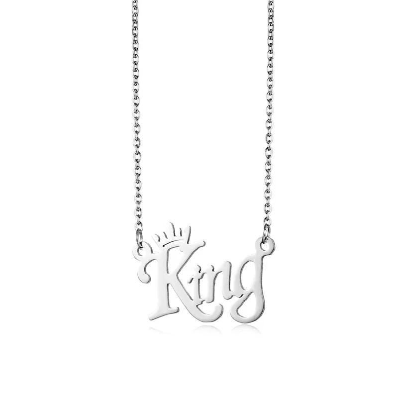 

Hainon Trendy Hip Hop Stainless Steel Necklace Pendant KING Letter Personality Clavicle Chain Accessories Wholesale
