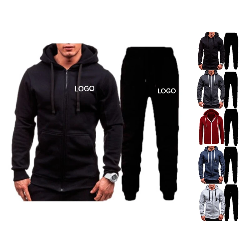 

Wholesale vendors bulkprivate label mens fleece tracksuits jogging hoodies two piece sets custom fitted sweatsuit