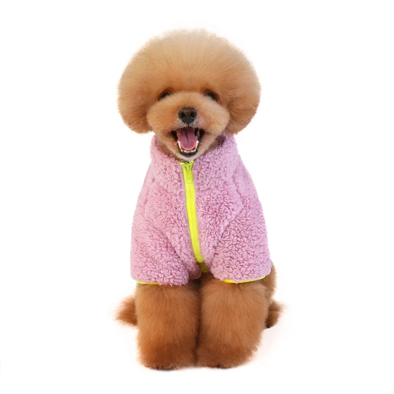 OEM Customized Pet Clothes Dog Jacket Soft Fleece Dog Sweater Fashion Zipper Pet Coats Dogs Clothing For Winter