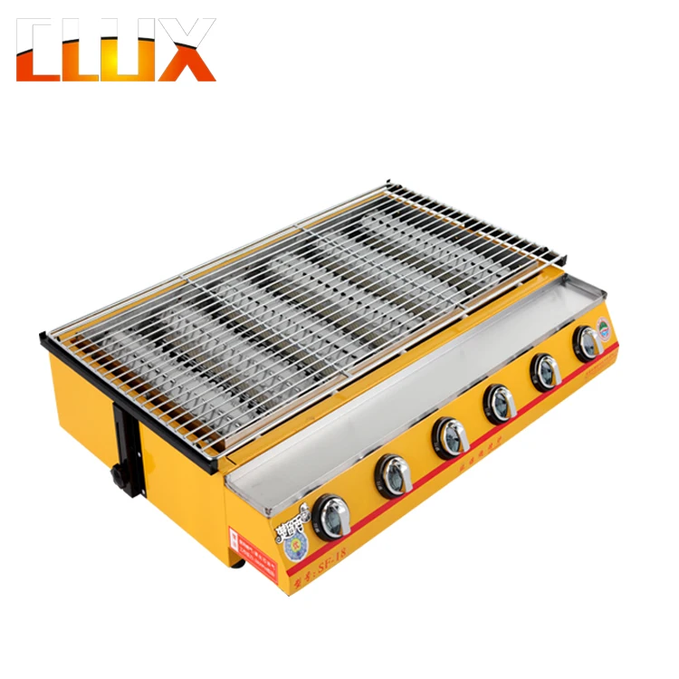 

Garden best 6 burner cooking gas BBQ Barbecue Grill, Yellow paint or customized