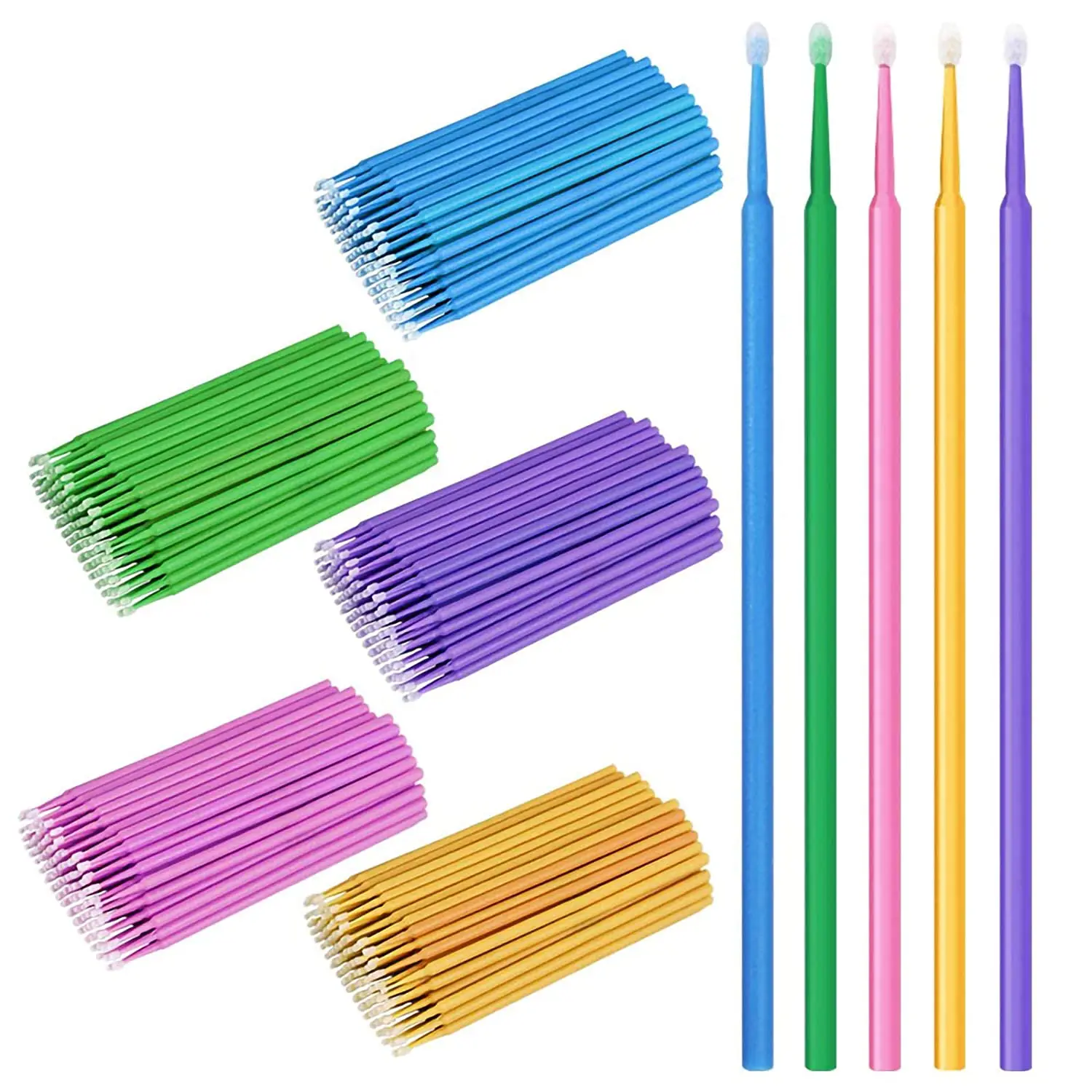 

100pcs/pack Disposable Small Head Cotton Swab Make Up Cleaning Tools Grafting Eyelash Cotton Bud, Green,purple,pink,blue