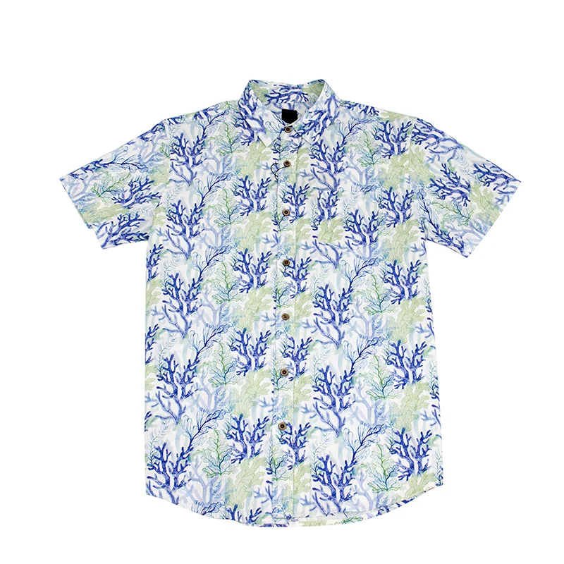 

Fashion Summer Mens Aloha Shirt Cotton Digital Printed Beach Shirt Short sleeves Hawaiian Shirt For Men