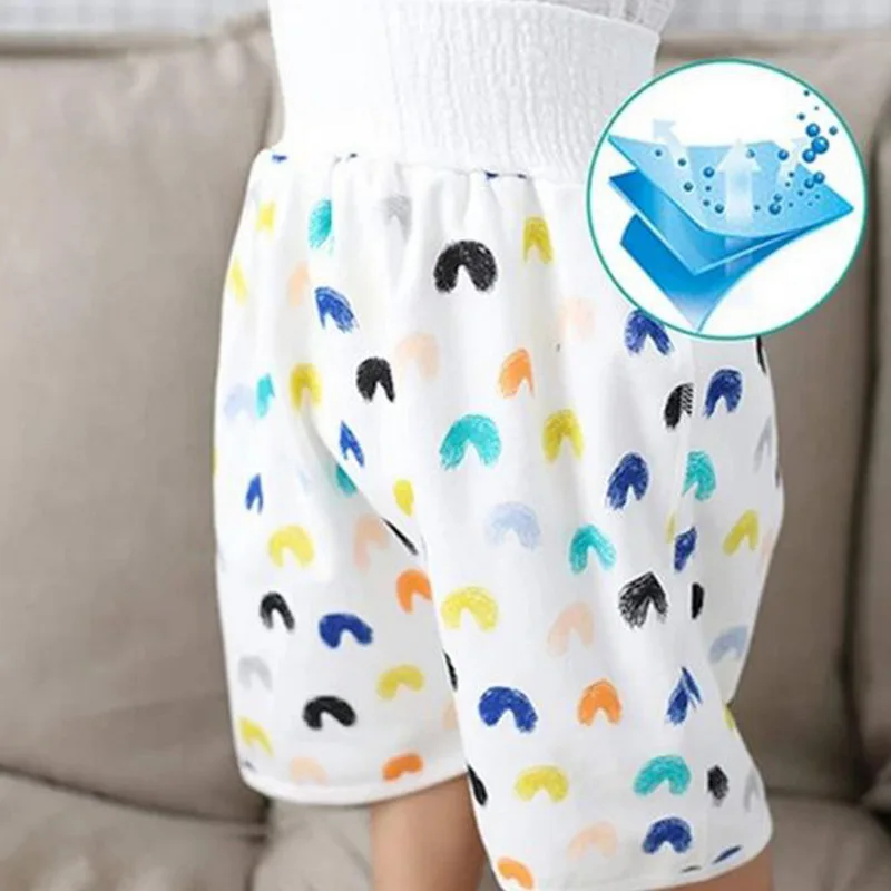 

Comfy Children Diaper Shorts 2 in 1 Waterproof Super Absorbent Leak-proof Washable Baby Diaper Pants Absorbent Short for Baby, 10 colors