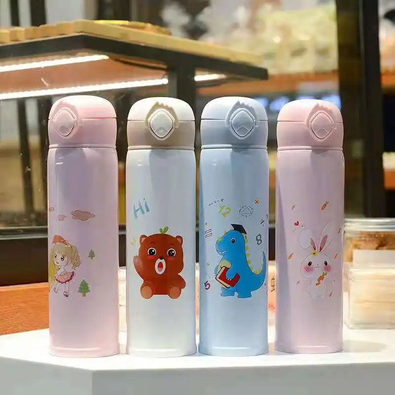 

Vacuum flask 304 stainless steel cartoon cute little fresh children's rope with tea leakage portable bouncing water cup