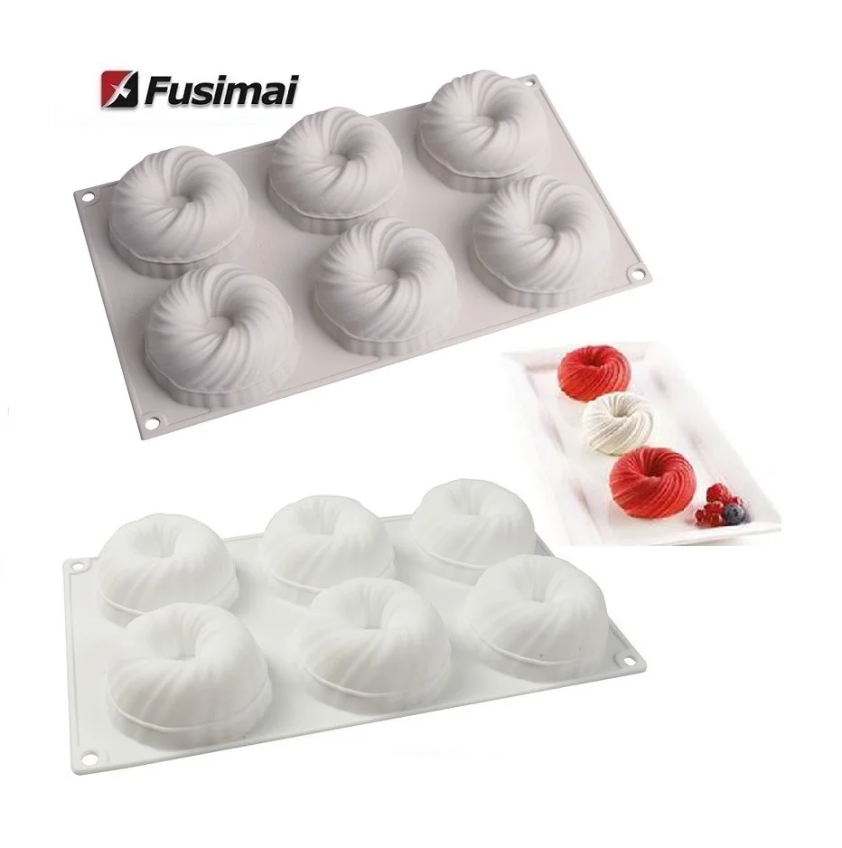 

Fusimai Cake Tray Donut Pan Mousse Baking Ring Homemade Dessert Resin 3d Wool Ball Shaped 6 Cavity Silicone Mold