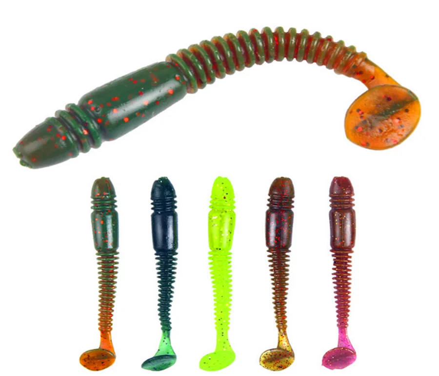 

8.3cm 4.6g Wobblers Fishing Lures Soft Worm Baits Artificial Swimbaits Carp Bass Fishing Tackle, 5 colors