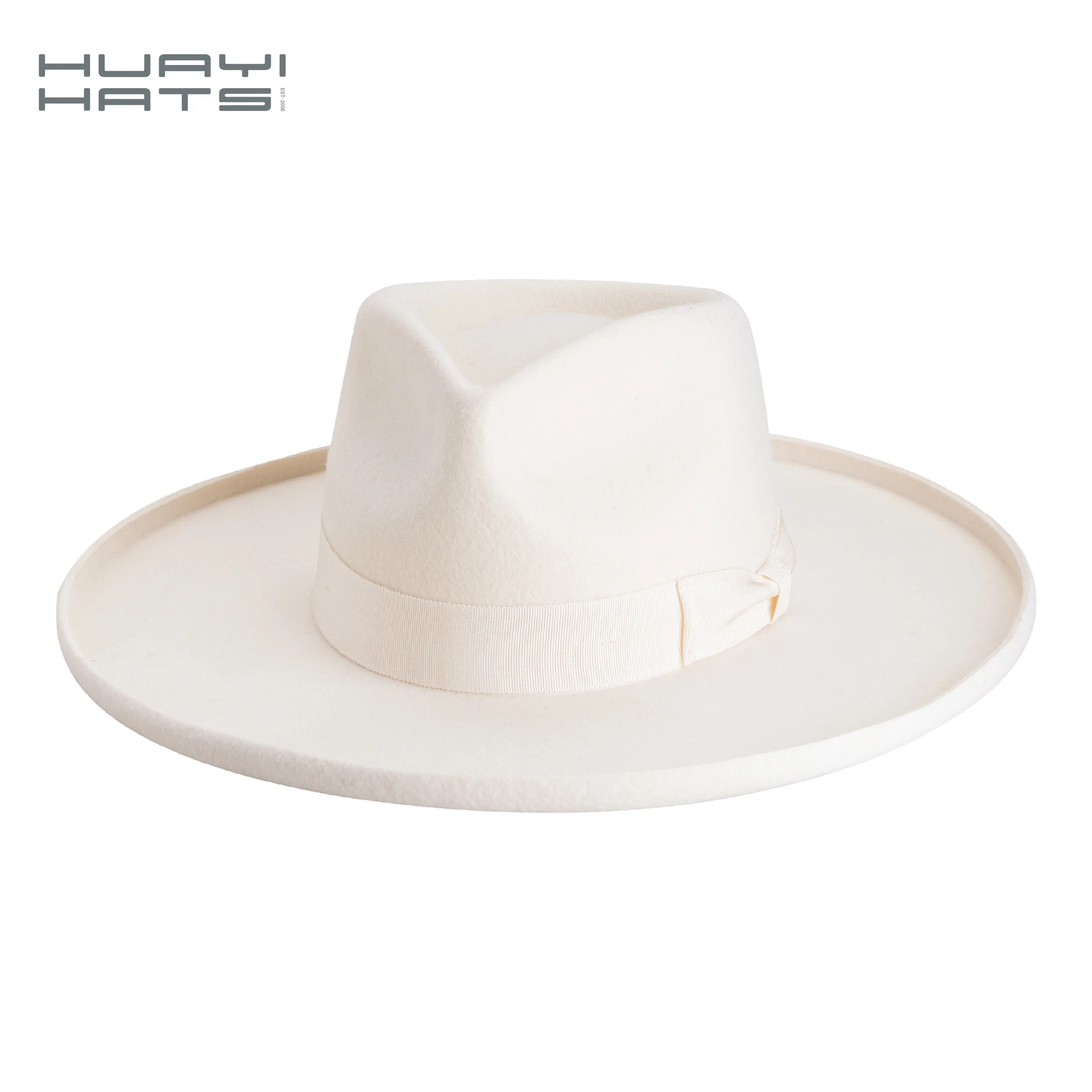 

Huayi Hats Wide Brim Fedora Felt Hat Pencil Brim 100% Australia Wool Big Hats
