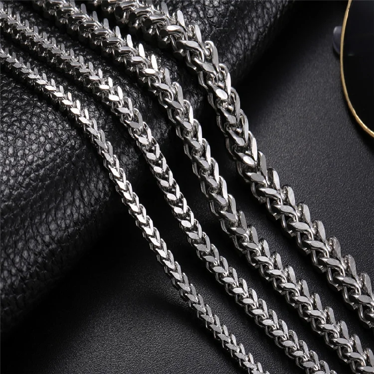 

3mm 4mm 5mm Men's Lobster Clasp Silver Chain Necklace Design in Dubai Stainless Steel Link Franco Chain