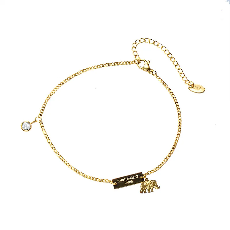 

Amazon Hot Elephant Anklet In 18k Plated Gold Stainless Steel Anklet New Design Name Anklet, As picture