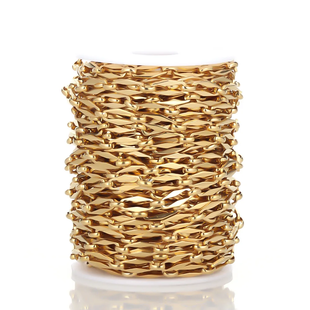 

7mm Wide Silver/gold chains jewelry by meter stainless steel Rectangle Paper Clip necklace chain for jewelry making