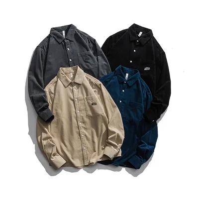 

Spring Autumn Fashion Loose Long Sleeve Collar Outwear Corduroy jacket, 4 colors