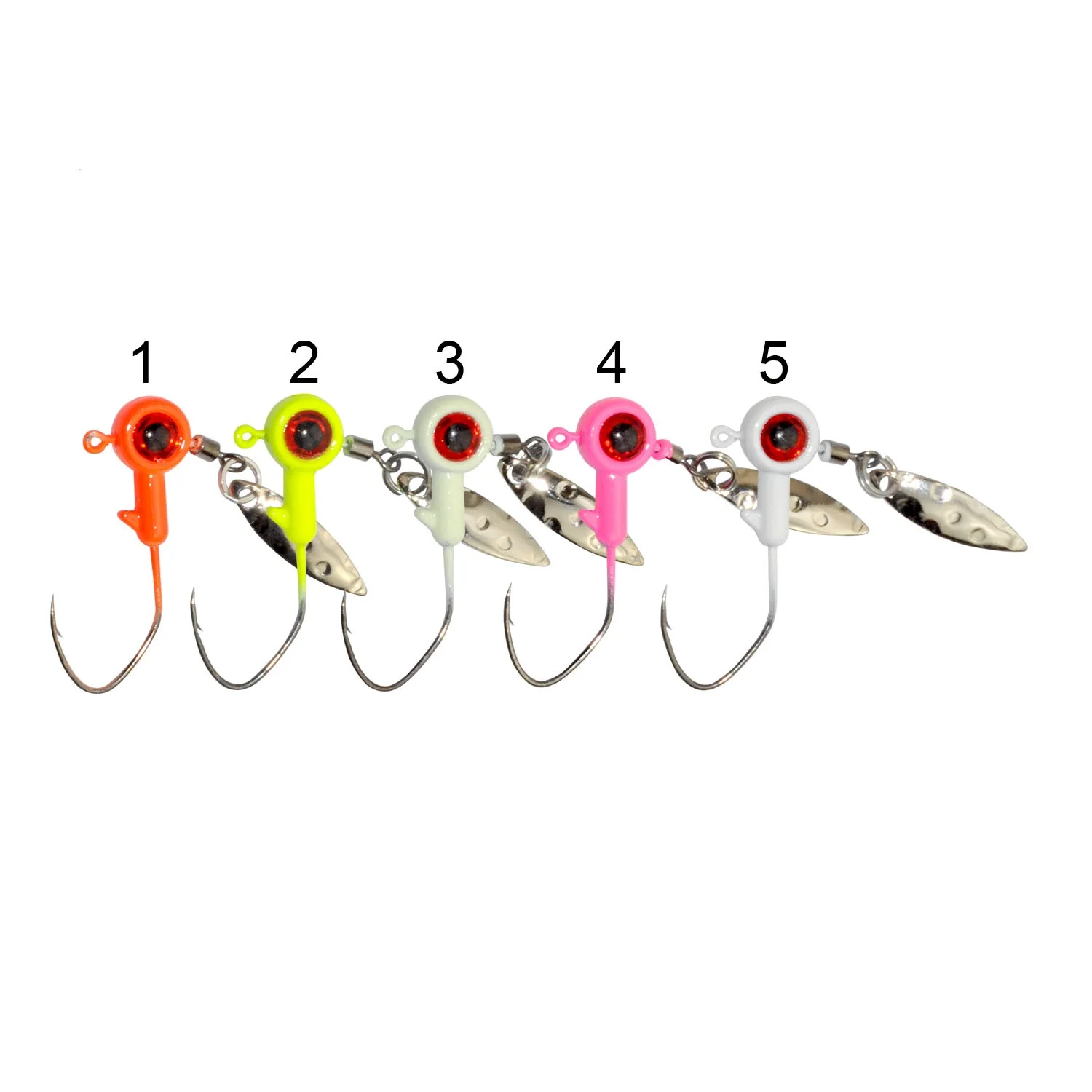 

Lead Head Hooks with Spoon Sequins 1.75g 3.5g 5pcs a Bag Single Hook Round Jigging Fishing Hook, Painting colors
