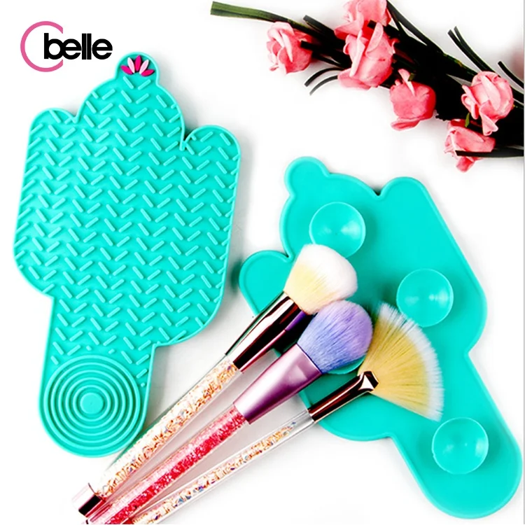 
Fancy Plant Design Cactus Shape Eco Palm Makeup Brush Cleaner Mat Pad 