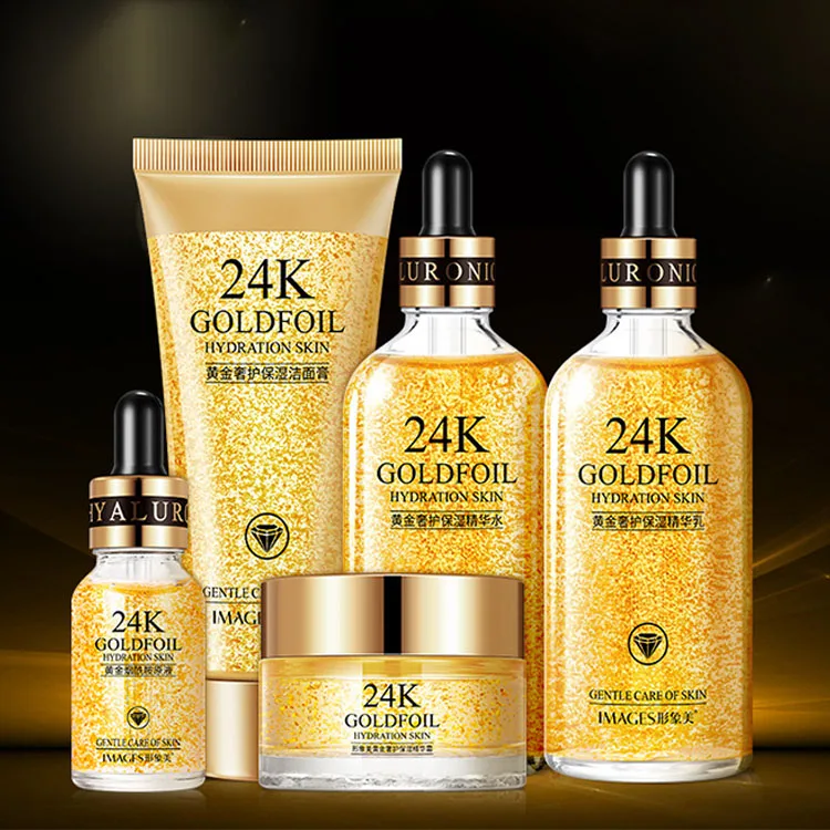 

Skin Care Set Luxury Facial Skin Care Vegan Organic 24K Korean Female Moisturizing Hydrating Anti Aging Facial Serum Set