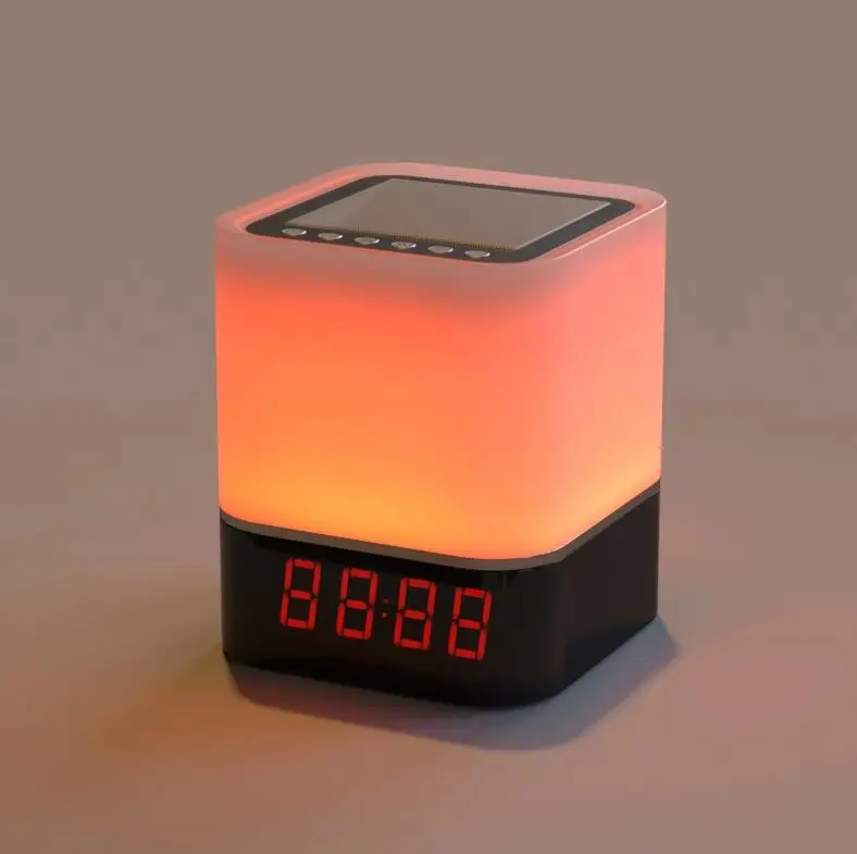 

7 Color LED Alarm Clock bluet ooth Speaker FM Radio Tableclock Unique Alarm Clock, White