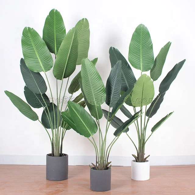 

New items simulated bird of paradise plants fake skybird plant artificial traveler banana tree for decoration, Green leaves