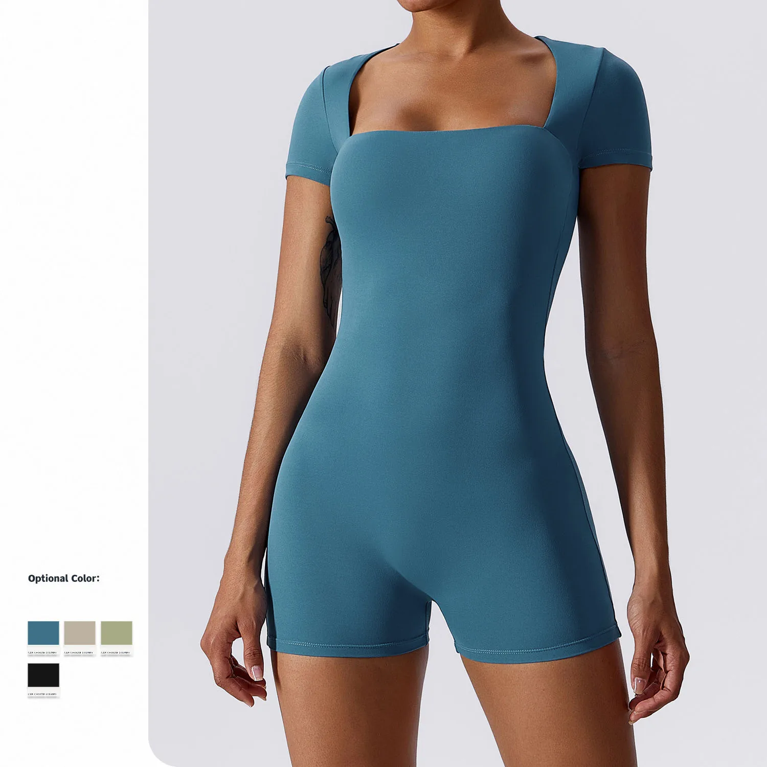 

OEM Custom Logo Women Solid Sport Active Wear Gym Workout Romper Activewear One Piece Yoga Jumpsuit