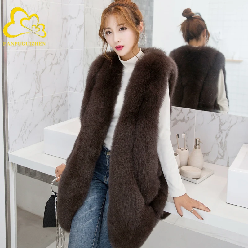 

Custom And Wholesale Fashion High Quality Faux Fox Fur Vest Plus Size Coats winter jacket woman, Customized color