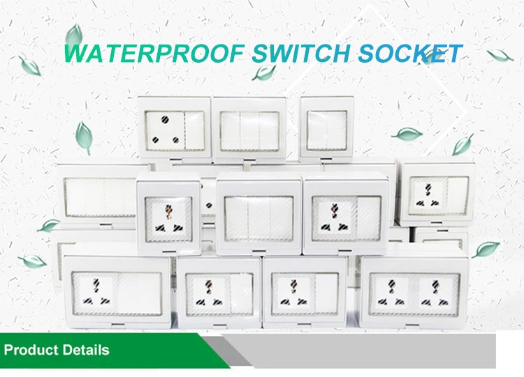 Surfaced Installation Household Socket Waterproof 13A UK British Standard Wall Socket