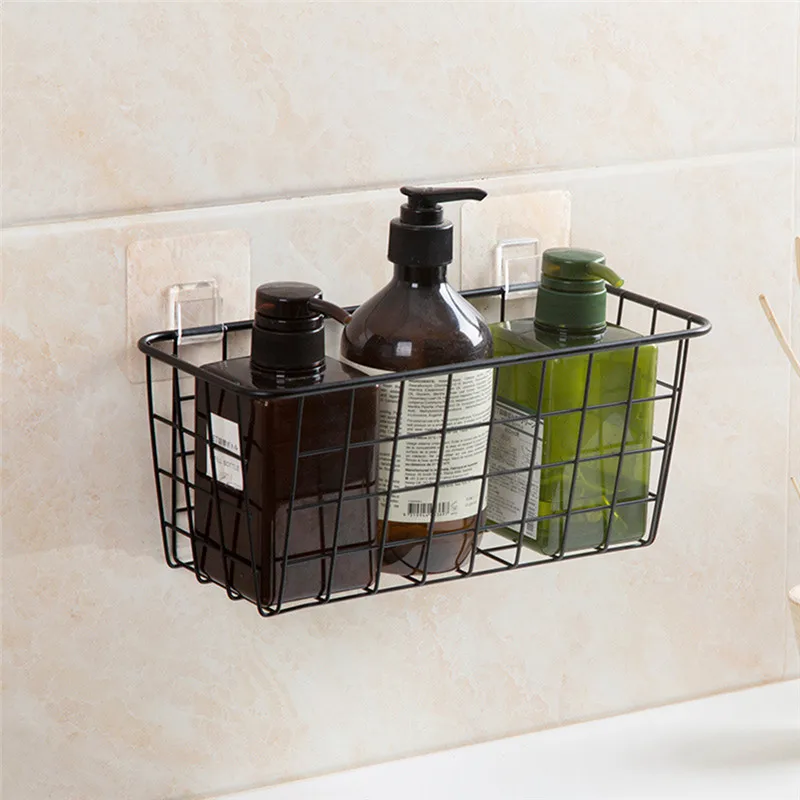 

Storage Basket Rectangular Bathroom Kitchen Accessories Storage Organization Storage Box Wall Hanging Rack, As photo