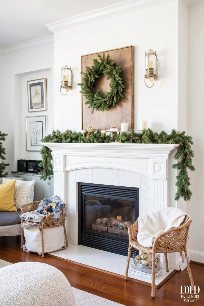 Family decorating living room together