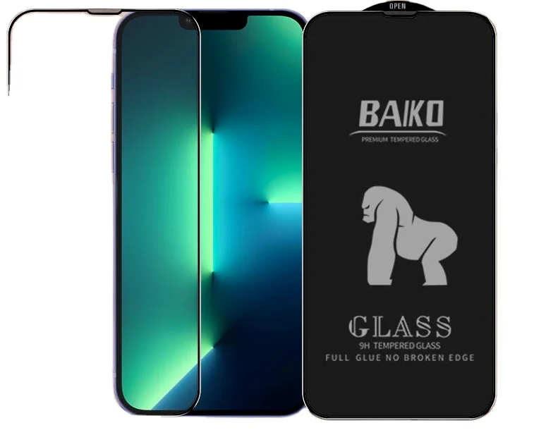 

BAIKO dust gauze 0.33MM High alumina-silica toughened glass for iphone 13 pro max, Black white