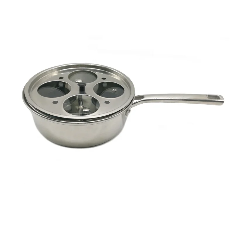 Stainless Steel Egg Poacher And Cooker With 4pcs Nonstick Cups For