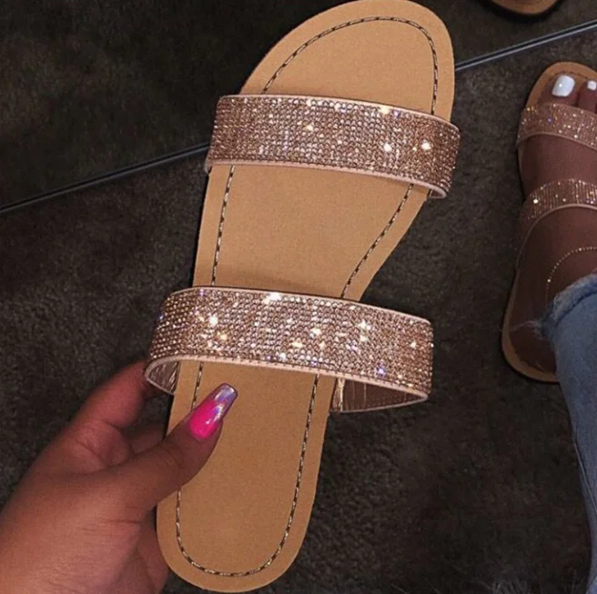 

Sandals For Women 2020 Bling Sandals Ladies Flats Jelly Shoes Female Fashion Plus Size Beach Sandalias Mujer, As picture