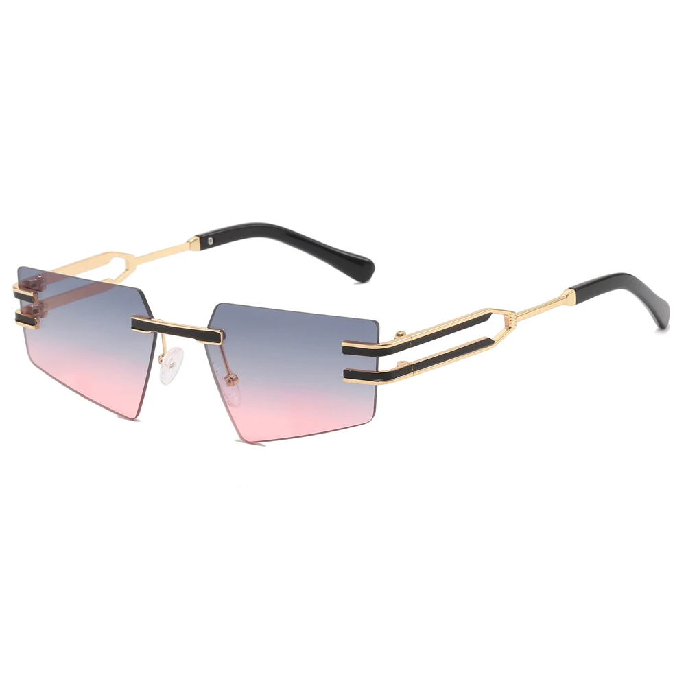 

Superhot Eyewear 19835 Fashion 2023 Unisex Metal Pentagon Rectangle Rimless Sunglasses