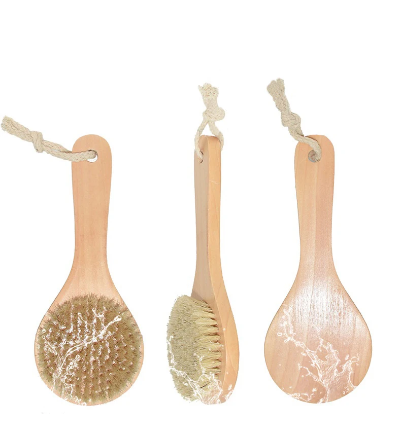 

Shower Brush with Soft and Stiff Bristles Wooden Bath Brushes for Exfoliating Skin and Body Gentle Scrub, Wood color