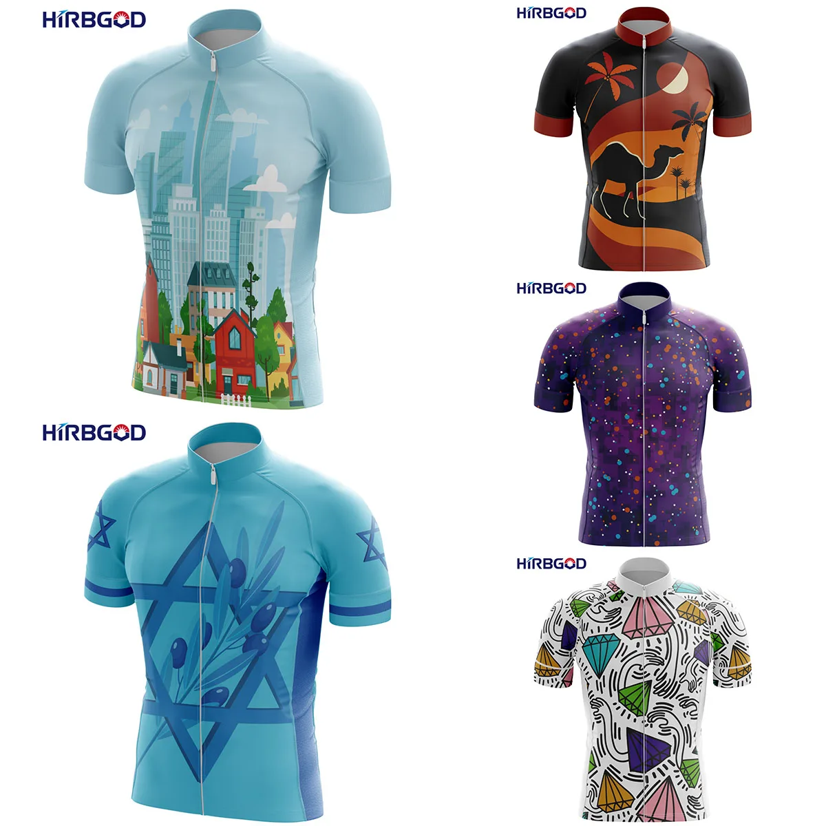 

HIRBGOD for Israel Daily Travel Polyester Breathable Men's Summer Bicycle Clothing Tops Mountain Cycling Jersey