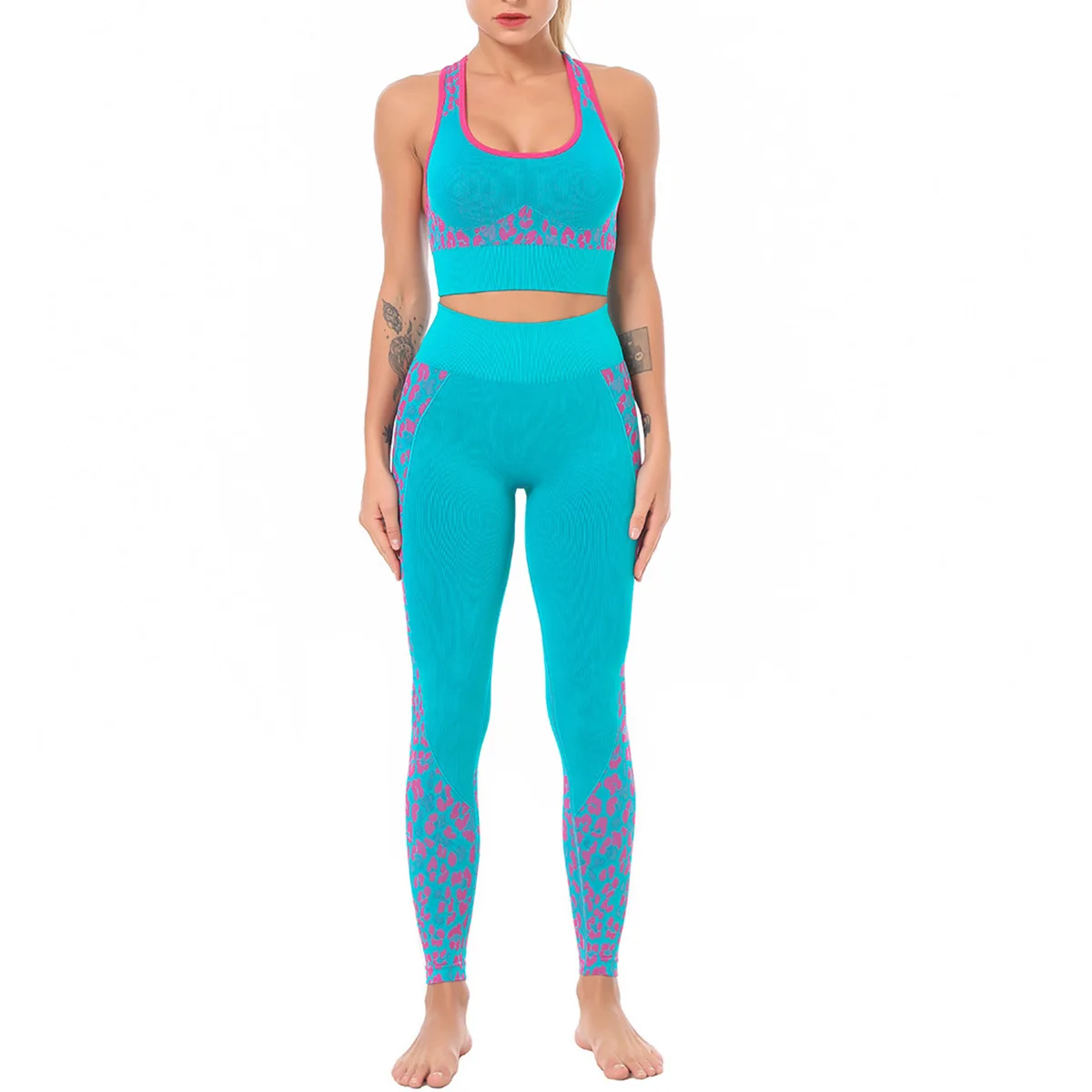 

women sportswear gym seamless yoga set sports bra camo leggings suits, Customized colors