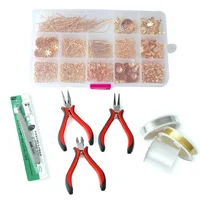 

415g/Box Gold Jump Ring Crimp End Caps Pin Jewelry Accessories Set Making Tool Kits Nose Plier Tweezers DIY Jewelry Making