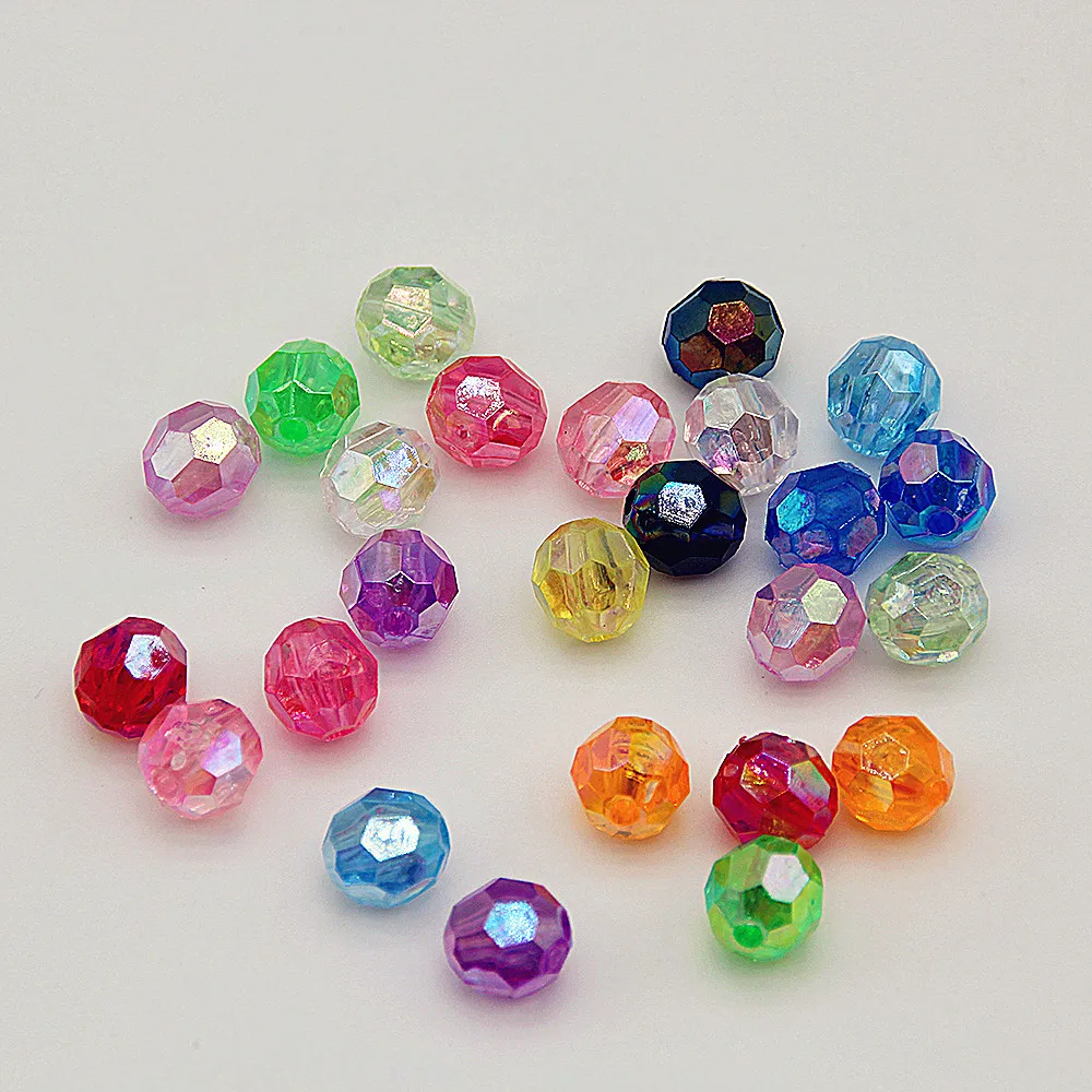 

JC Crystal Factory Direct Sell 6/8/10mm 32 faceted beads AB color transparent acrylic loose beads for bag making