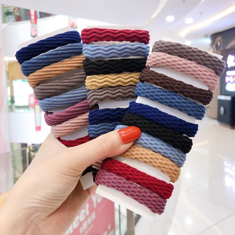 

Bold High Elastic Basic Hair Ties Korean Women Simple Hair Towel Ring Head Rope Female No Seam Does Not Hurt Hair Rubber Band