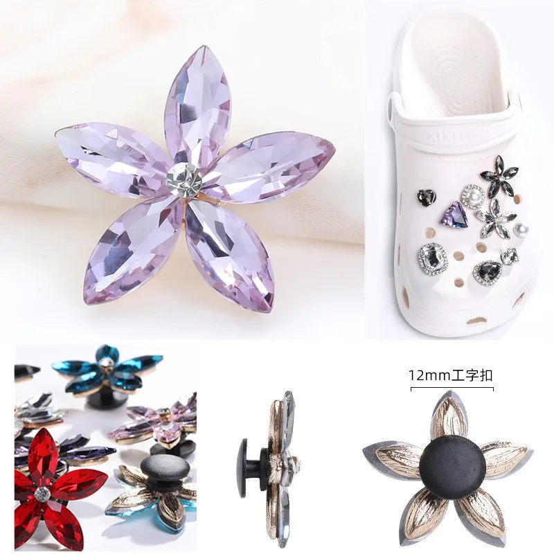 

Glass drill colorful bling flower croc charms decoration ready to ship