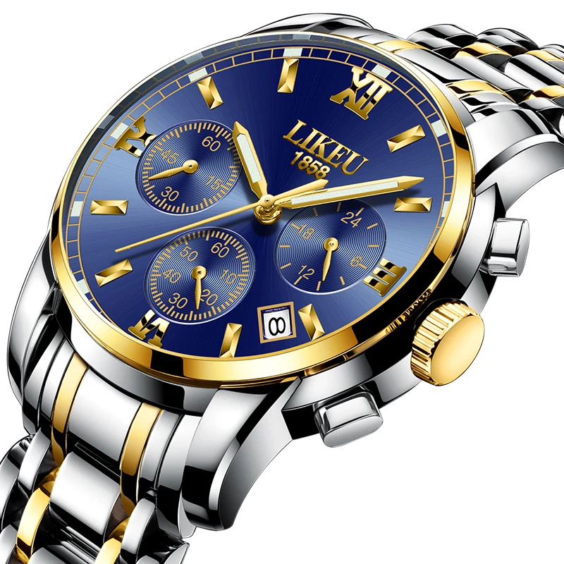 Popular trend luminous stainless steel simple man mechanical calendar watch