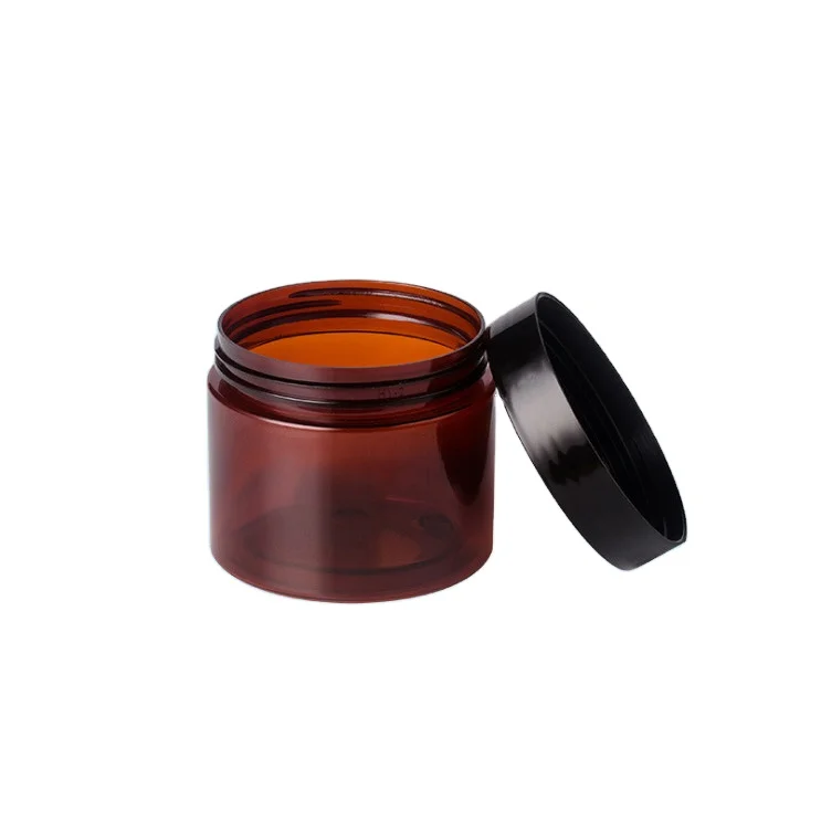 

8oz Straight Round 250 ml amber PET Plastic Jars / pot with aluminum screw lid 250ml Plastic container