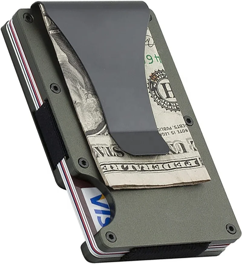 

(High-ranking Green) Slim Aluminum Credit Card Holder RFID Blocking Front Pocket Wallets for Men and Women
