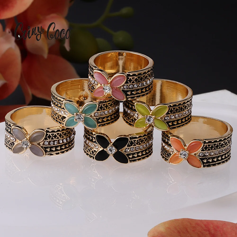 

Cring CoCo Crystal Gold Plated Zircon rings Green Polynesian Red Black Jewelry Hawaiian Rings jewelry wholesale, Gold color