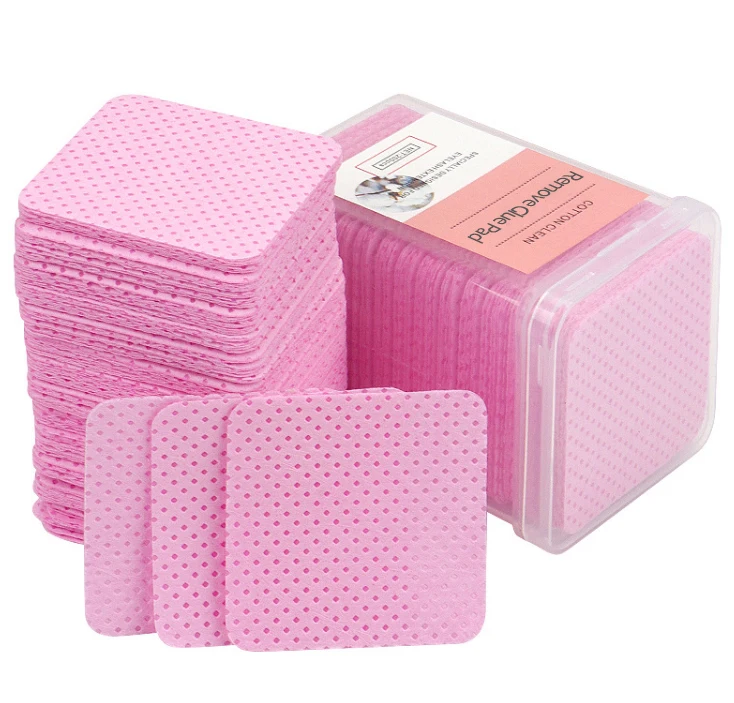 

wholesale disposable remover glue pad pink white adhesive cotton cleansing pads lash glue wipes