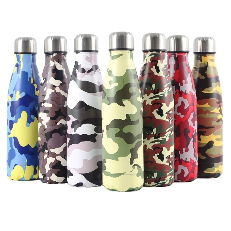 

Factory Price High Quality Camouflage Double Walled Insulated Keep Warm Bottle Water Stainless Copper Bicycle Water Bottle, Customized color acceptable