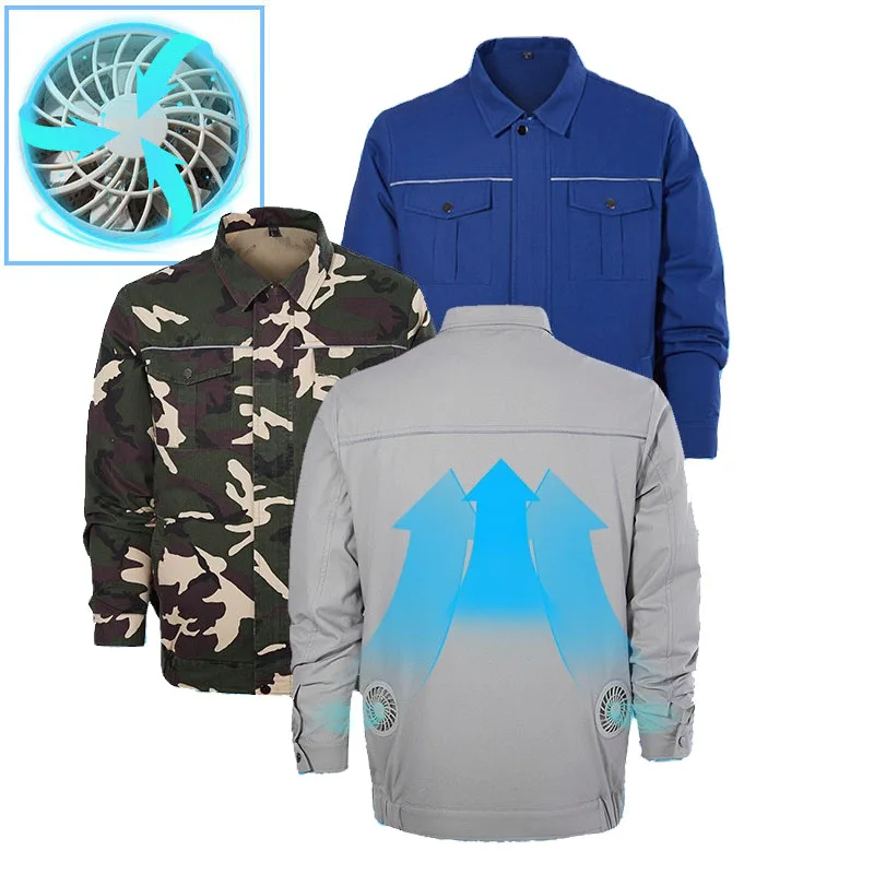 

Cool Down fishing clothes USB charge interface Air-Conditioned clothing worker wear air conditional men's fan cooling jacket, 3colors