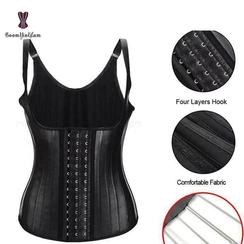 

Latex Corset 25 Boned Waist Vest Fajas Colombian Vest Adjustable Straps Waist Cincher Wholesale Shapers, Black,beige