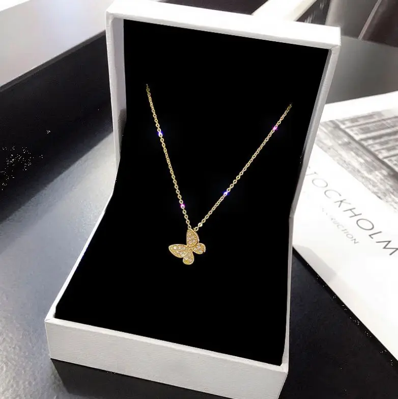 

2021 New Simple Necklace Design Necklace Sweet Butterfly Titanium Steel Necklace Clavicle Chain