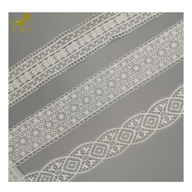 

fashionable customized pattern pillow decoration white color eyelet milk-silk jacquard lace trimming, Accept customized