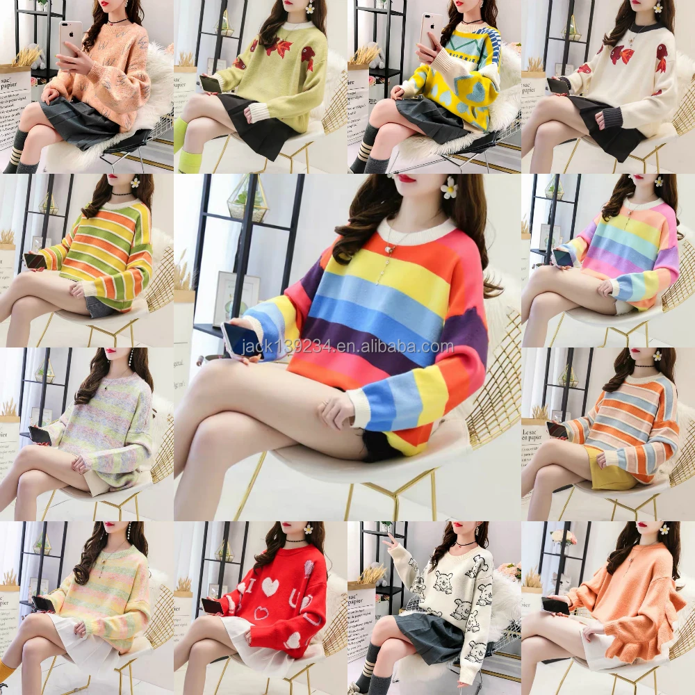 

2022 Fashion classic imitated angora loose pullover crochet custom sweater women